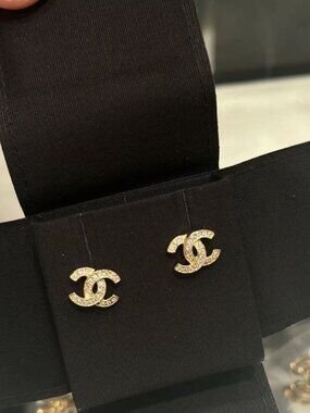 Chanel Logo Earrings Clip-On Style Timeless Gold Jewelry